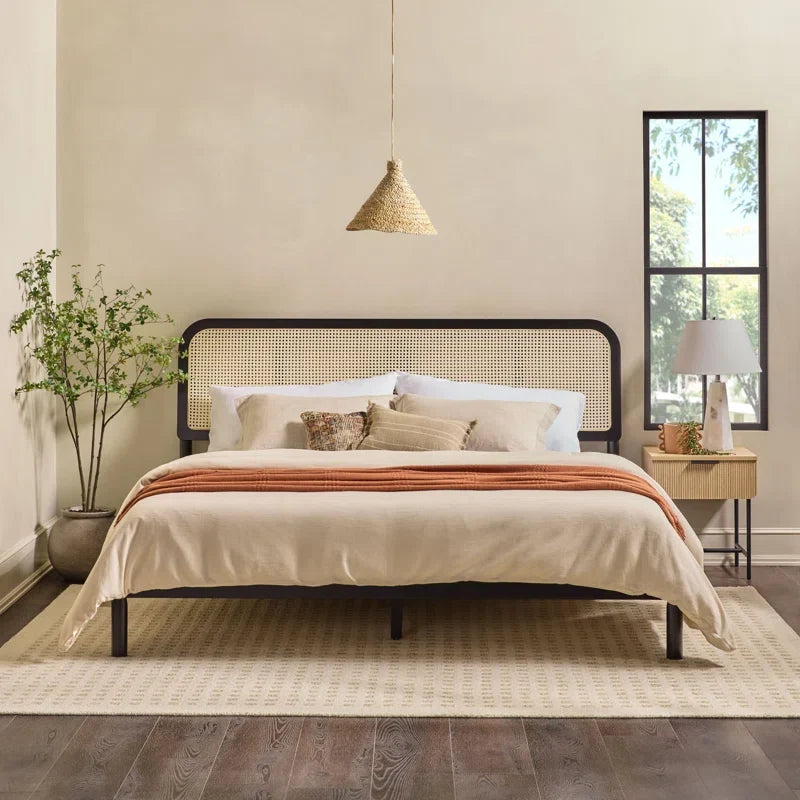 Wooden Empiro Sheesham Wood Standard Vintage Rattan Cane Bed