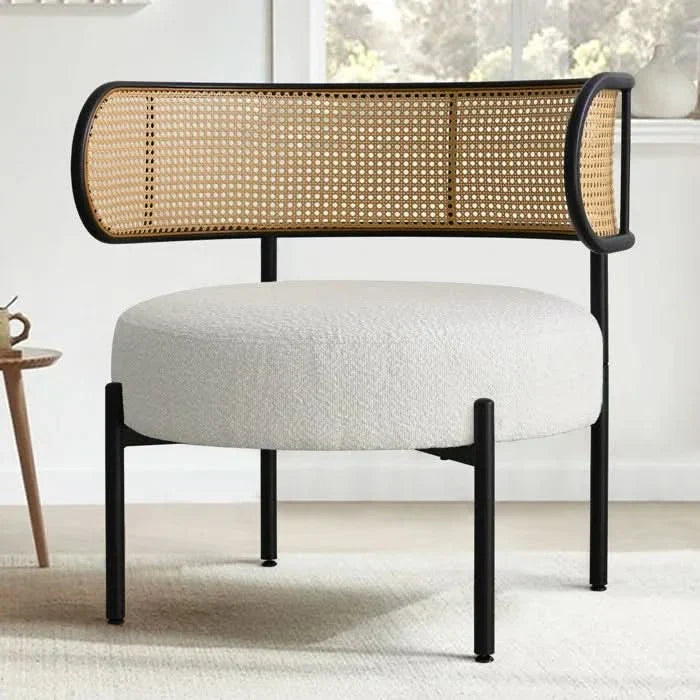 Kaizune Armchair with Rattan Back – Stylish Accent Chair