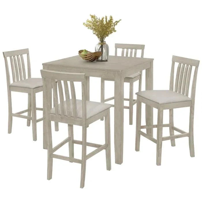 Compact 4-Seater Dining Set with Sleek Four-Leg Table