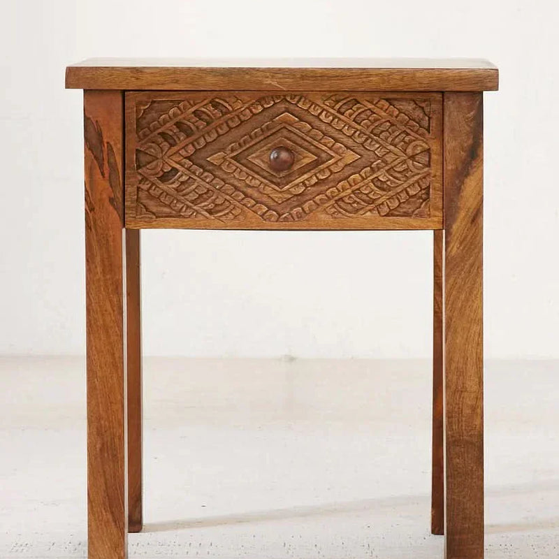 Hiana Solid Wood Bedside Table - Craft Decor