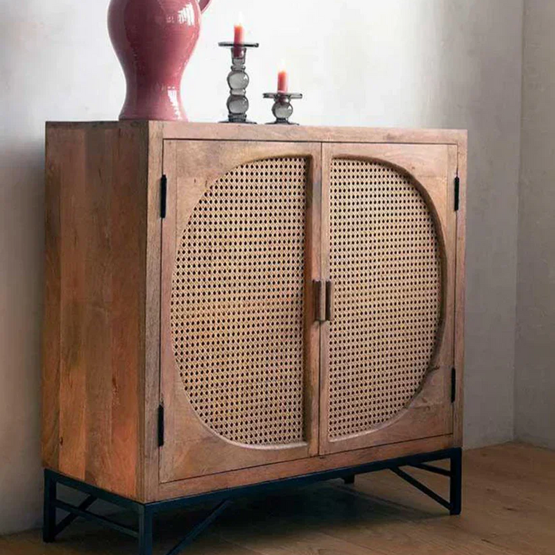 Hinaa Cane Two-Door Cabinet - Wooden Empiro
