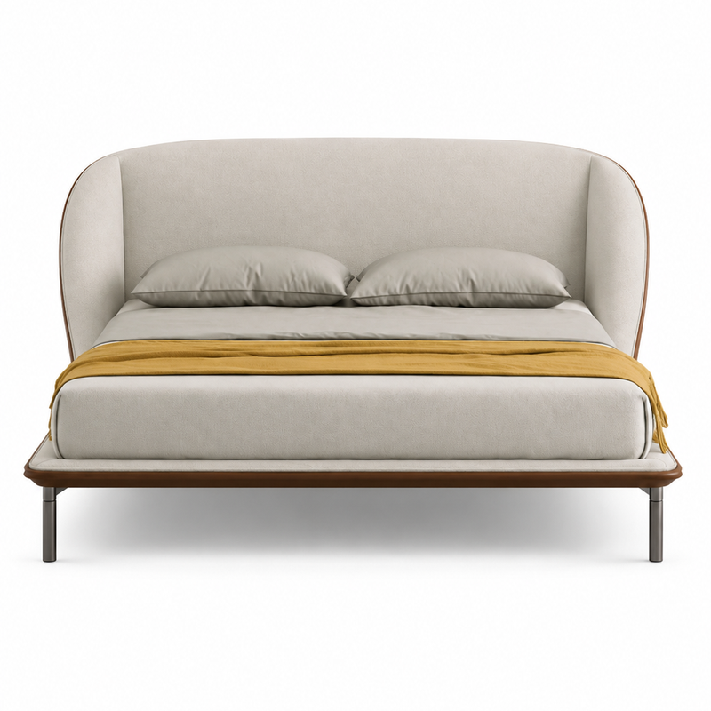 The Orelisse Bed — Luxury Curved Upholstered Bed with Wraparound Headboard