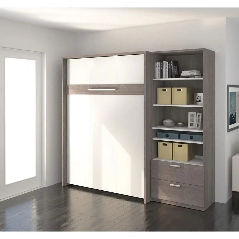 Lavim Full Murphy Bed and Shelving Unit with Drawers by Bestar