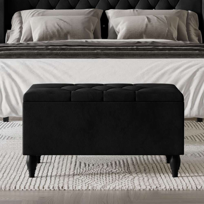 Wooden Empiro 2 Piece Bedroom Bench Set Velvet Wingback Upholstered Bed