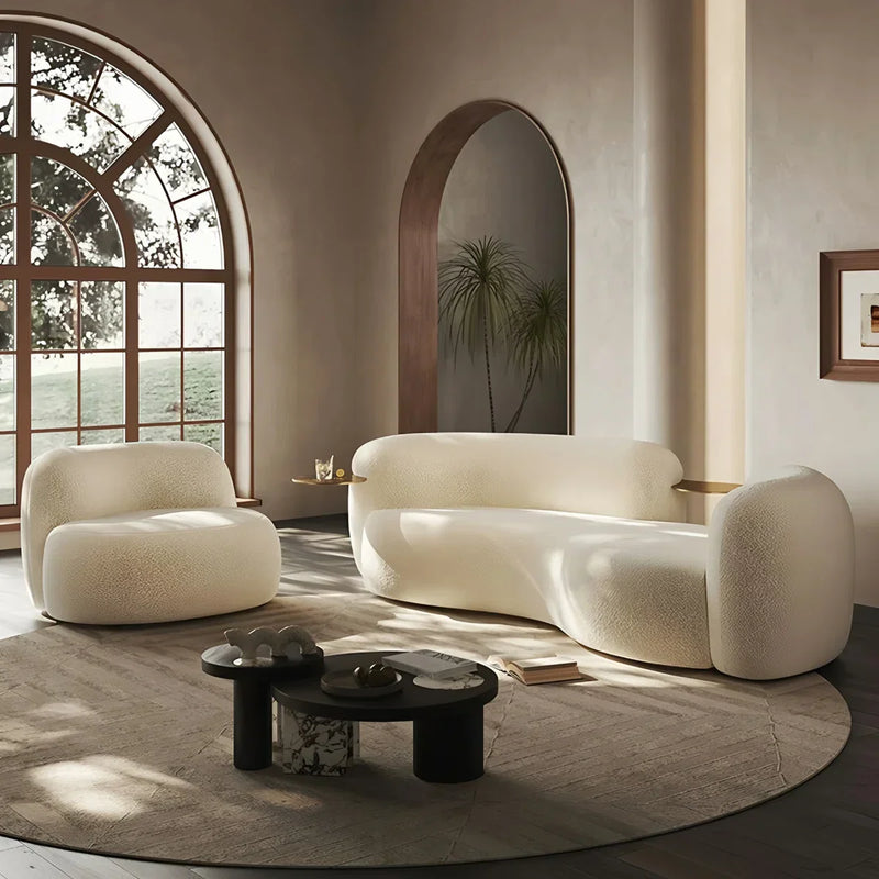 Shikar Curved Modern 3-Seater Sofa with Built-In Gold Tray - Craft Decor