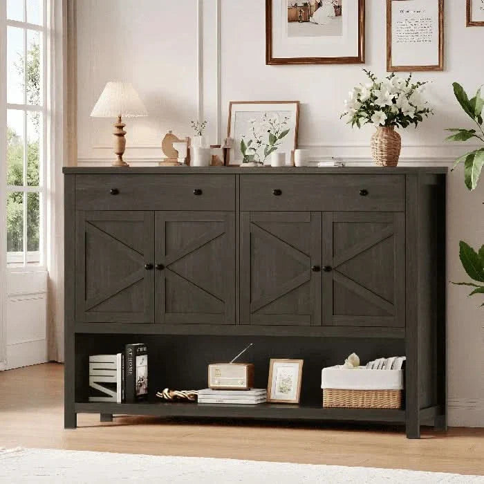 55.1'' Wide Modern Storage Sideboard with Open Shelf, Cabinet, Drawers