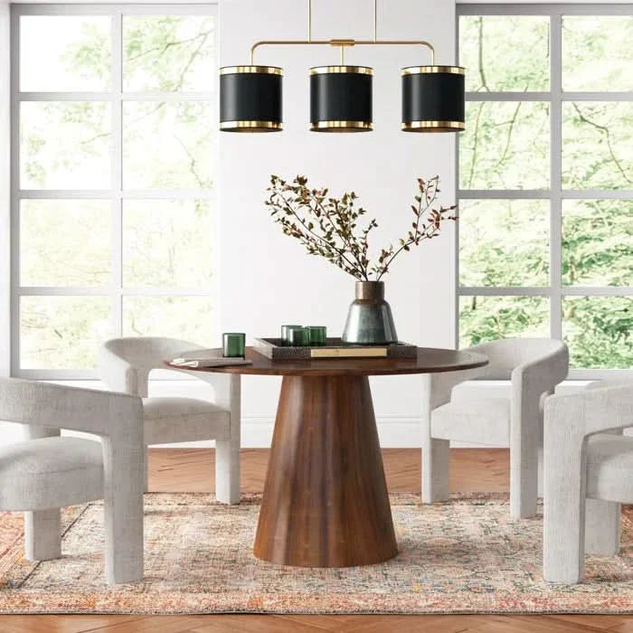 Aklbeston Modern 5-Piece Dining Set with Walnut Table and Upholstered Chairs