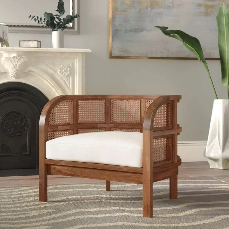 Modern Barrel Chair – Soft Upholstery and Compact Armchair Style