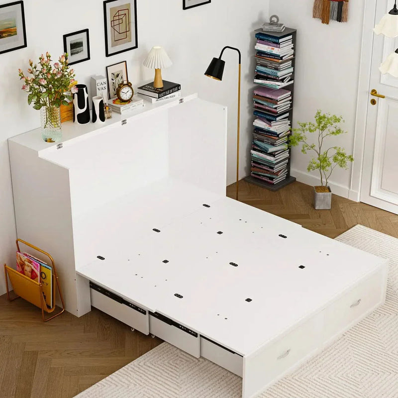 Ronak Fold Out Murphy Bed With Power Outlets - Wooden Empiro