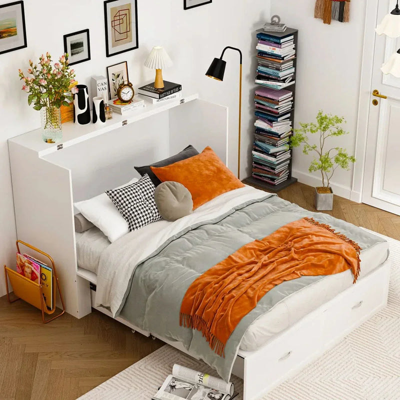 Ronak Fold Out Murphy Bed With Power Outlets - Wooden Empiro