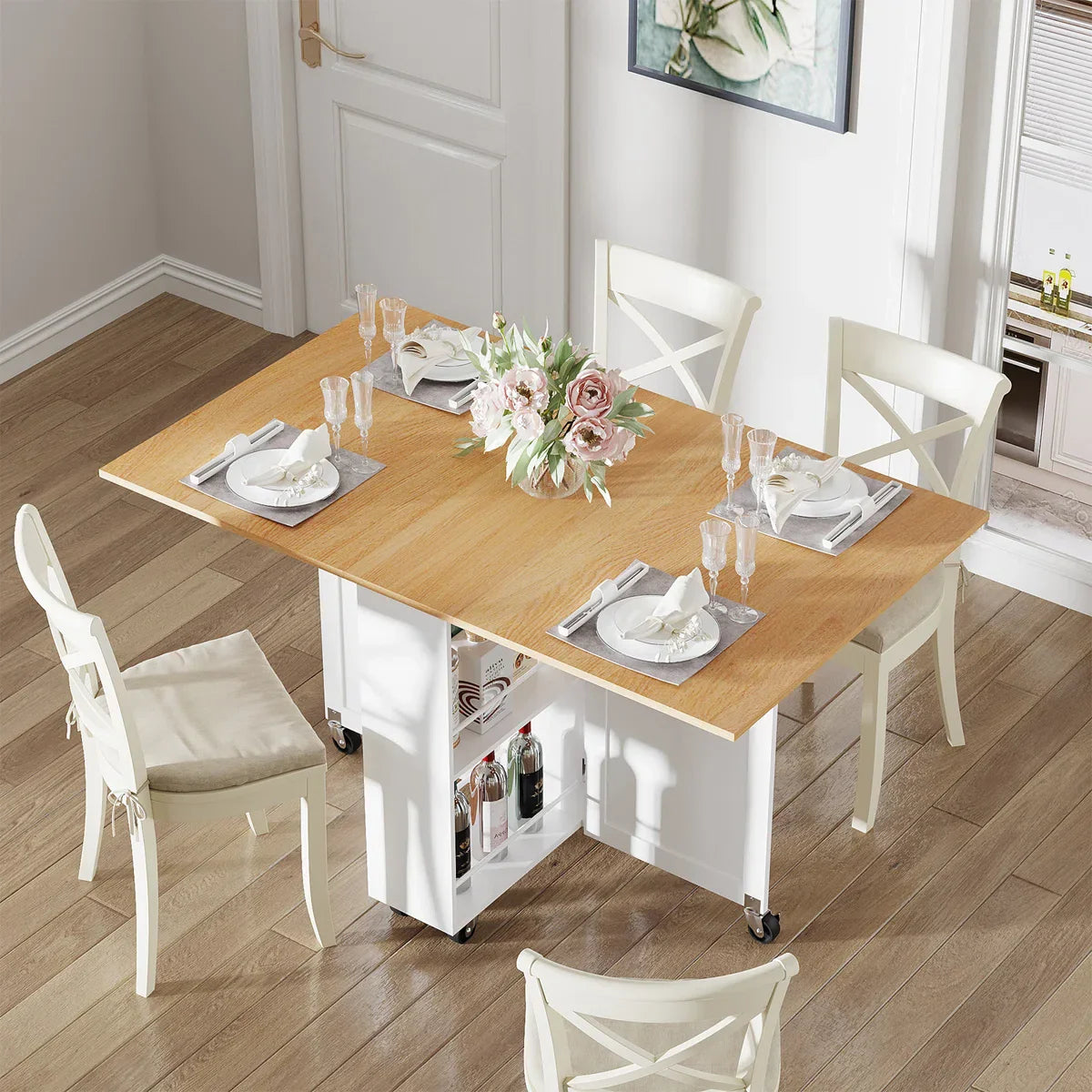 Liver Extendable Foldable Dining Table - craft decor