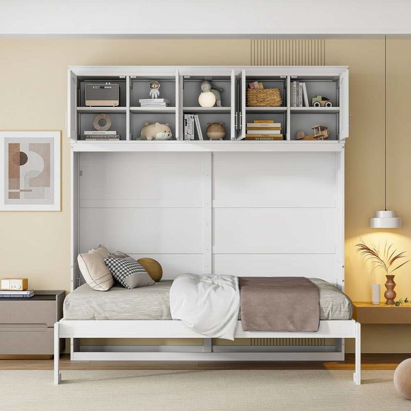 Full Size Murphy Bed Wall Bed with Top Cabinets