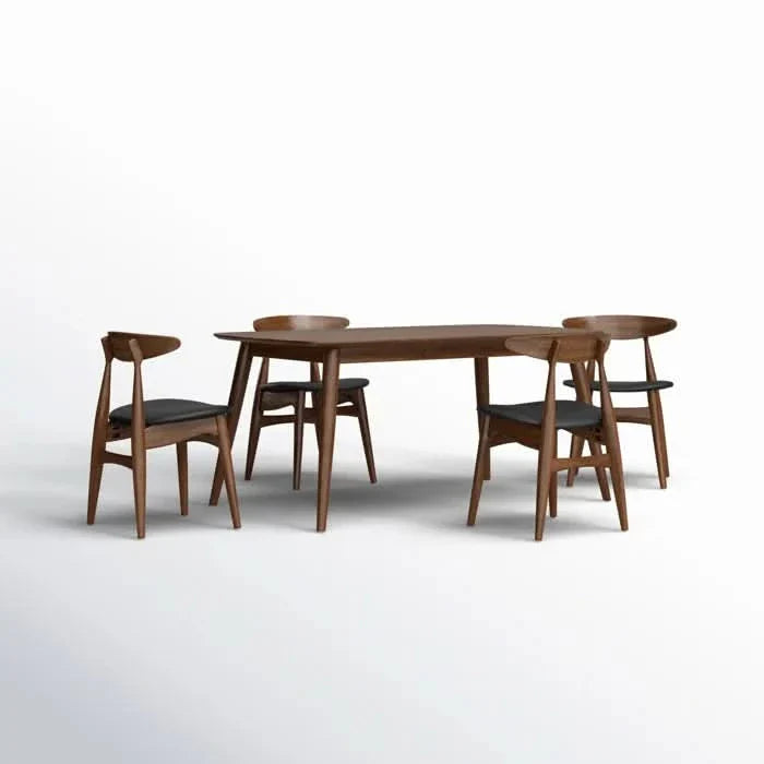 Kaspoty 4 Seater Dining Table Set in Dark Walnut Color - Wooden Empiro