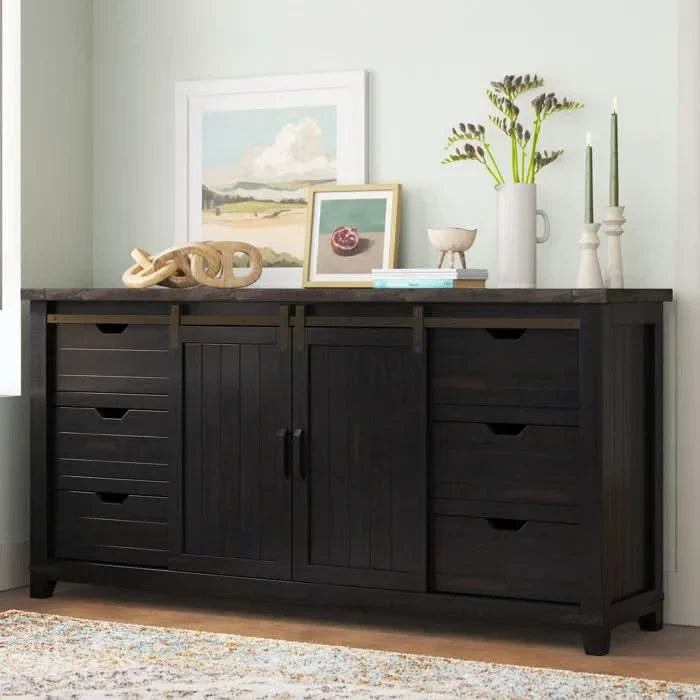 Coastal Farmhouse TV Stand – Sideboard with Cable Management