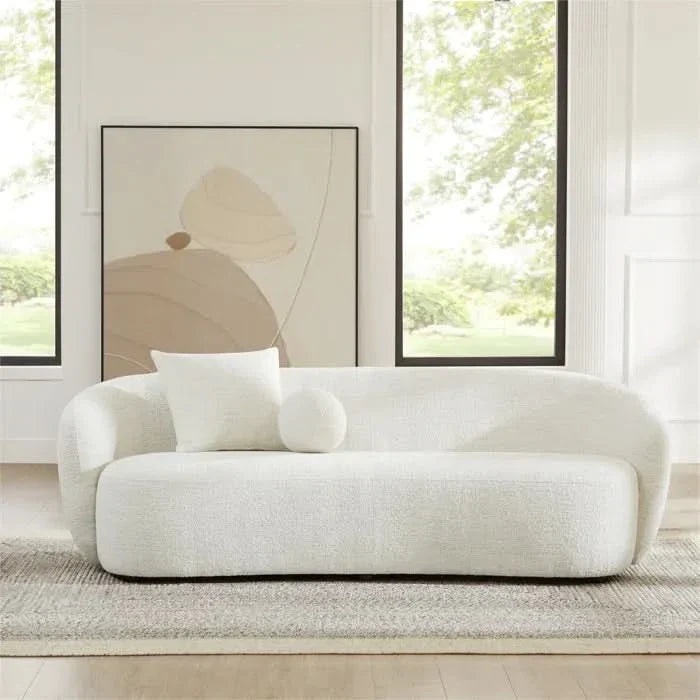Heonix Elegant 89'' Curved Sofa in Boucle Upholstery With Modern Luxury and Comfort