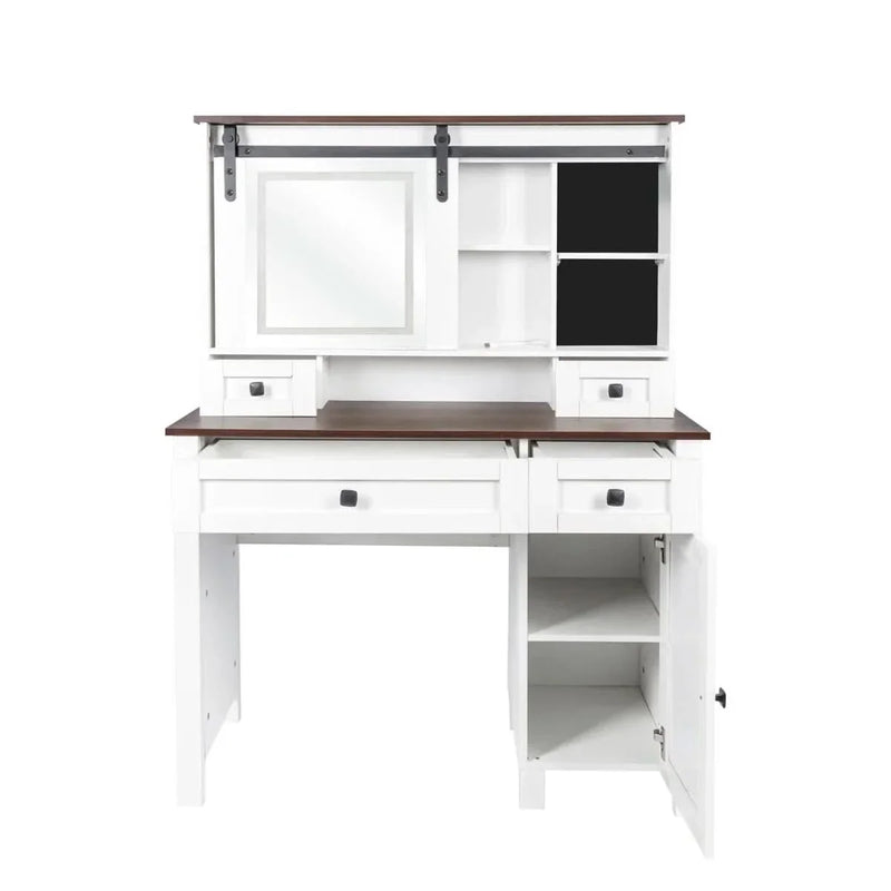 Makeup Vanity with Cabinet, LED Mirror & Stool