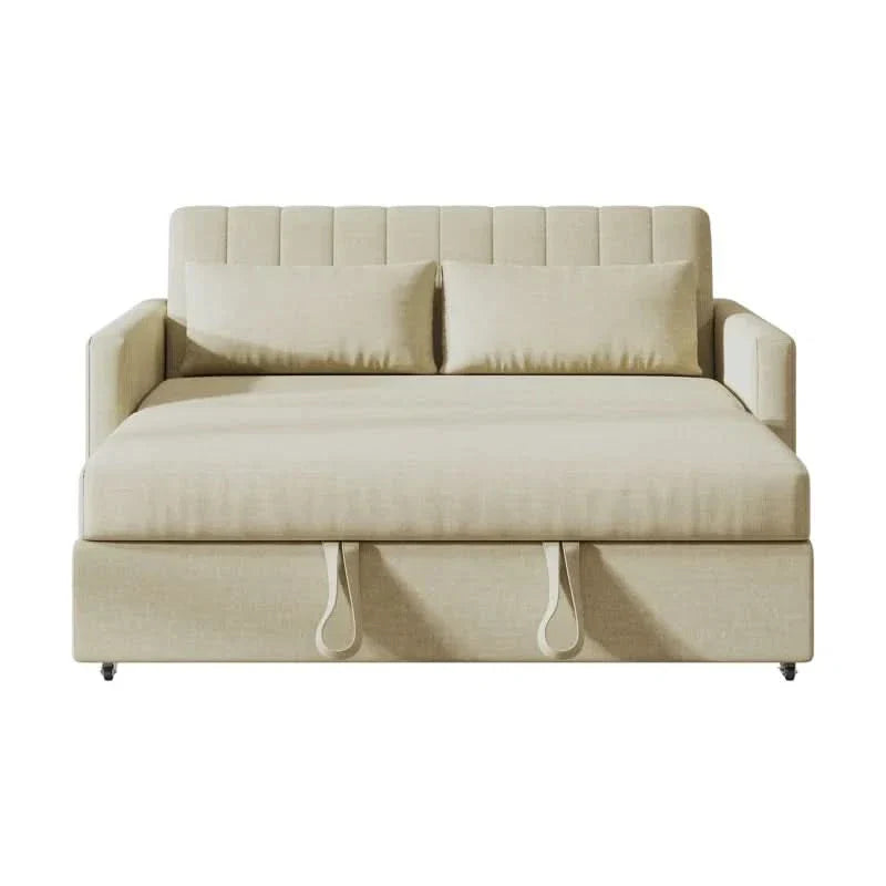 Darkweb Pull-Out Sofa Bed Loveseat with Adjustable Backrest and 2 Soft Pillows - Wooden Empiro