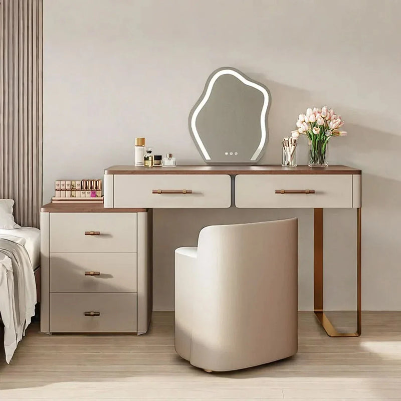 Modern Vanity with LED Mirror and Storage Drawers