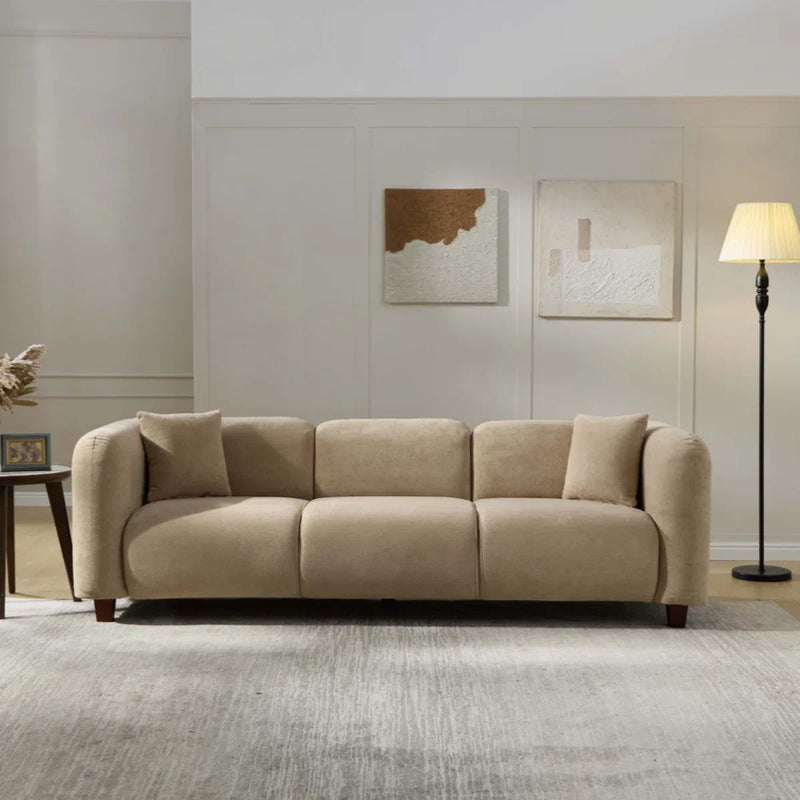 Robo Modern Minimalist Upholstered 3-Seater Sofa With Soft-Touch Fabric