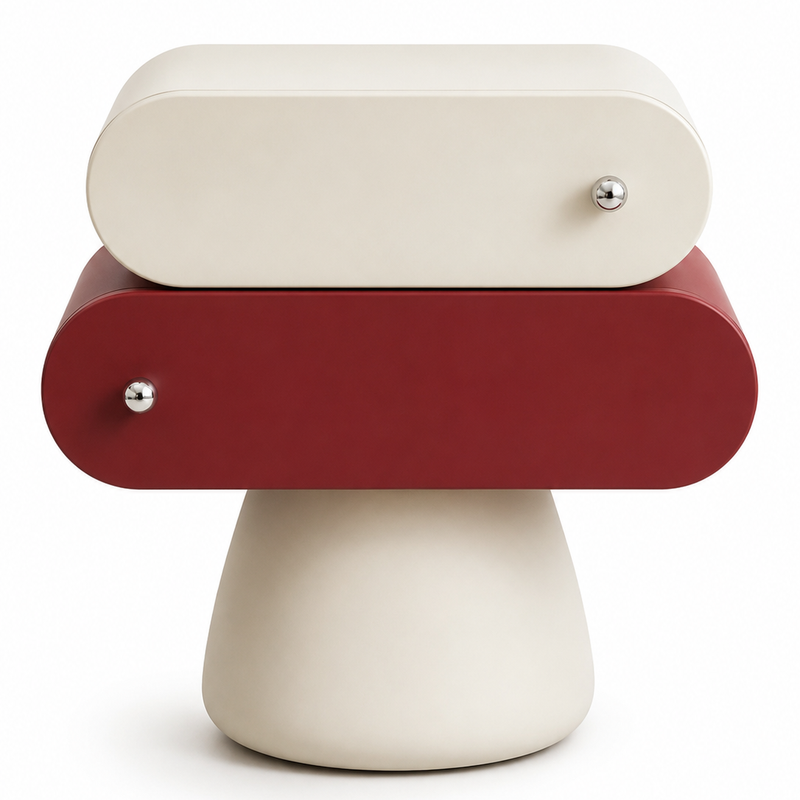 Melo Mushroom Side Table– 2 Drawer Designer Bedside Table