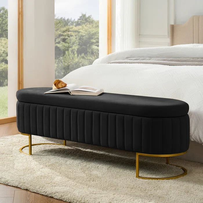 Gangin Storage Bench With Internal Compartmented And Channel Tufted
