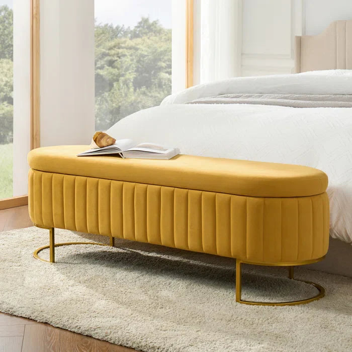 Gangin Storage Bench With Internal Compartmented And Channel Tufted