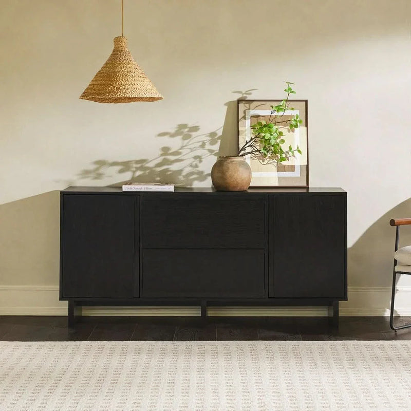 Levardor Minimalist Scandi Black Sideboard - Wooden Empiro