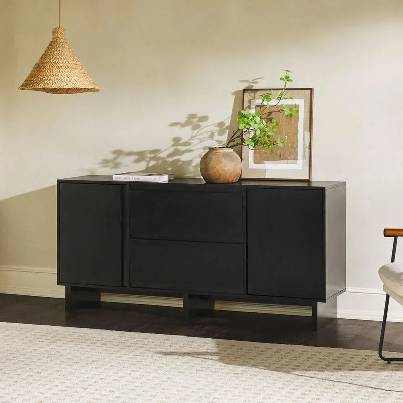 Levardor Minimalist Scandi Black Sideboard - Wooden Empiro
