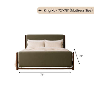 Hardik 100% Solid Wood Upholstered Bed - Beds - Gharaana