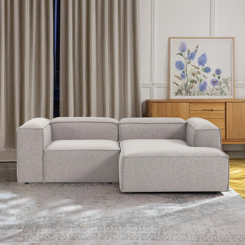 Assisi L-Shape Sofa in Gray Bouclé