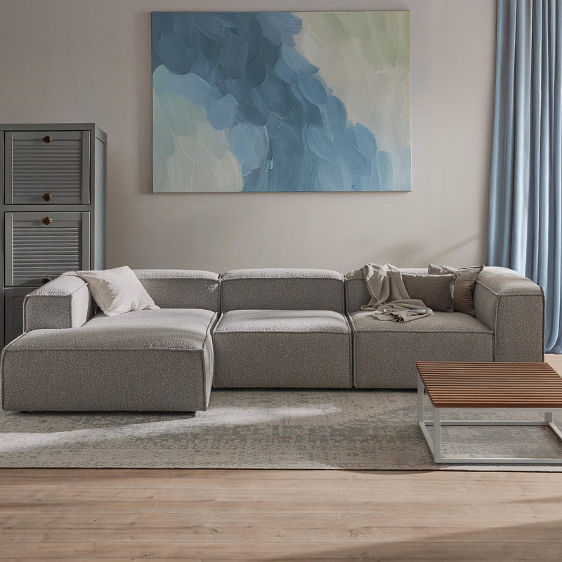 Trevi L-Shape Sofa in Silver Gray