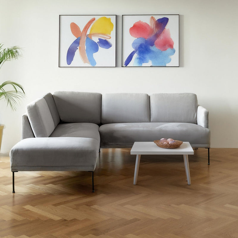 Catania L-Shape Sofa in Silver Gray