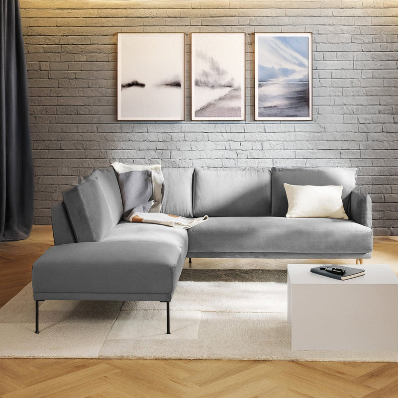 Catania L-Shape Sofa in Velvet Gray