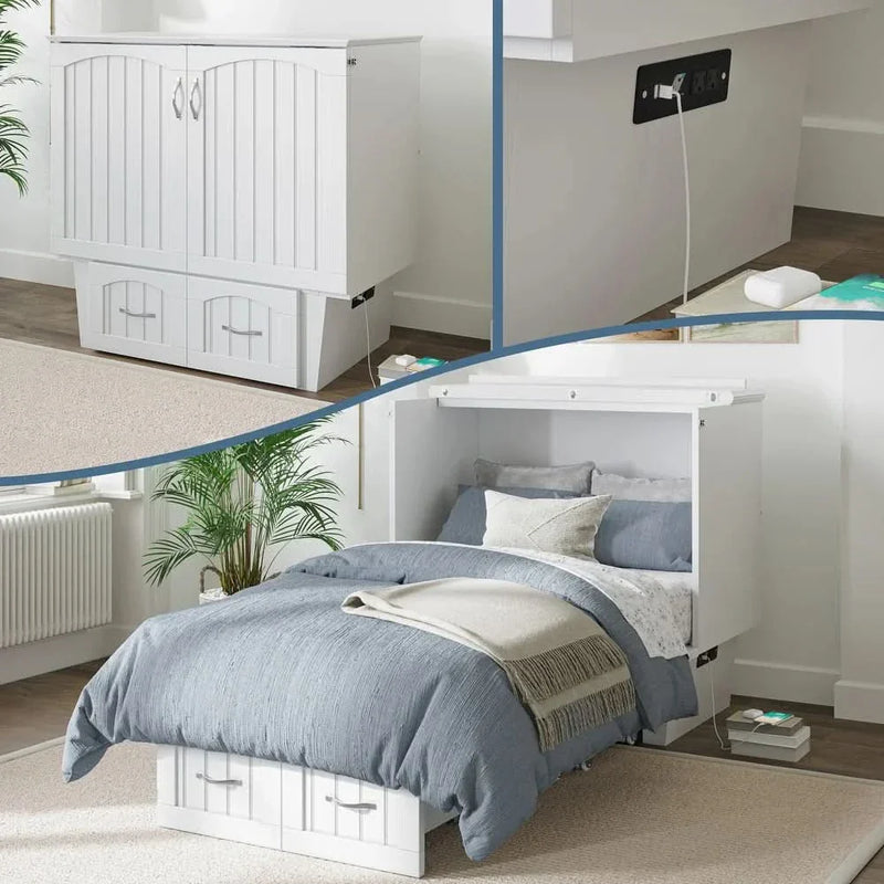Nantucket Murphy Bed Chest with Mattress and Built-in Charging Station