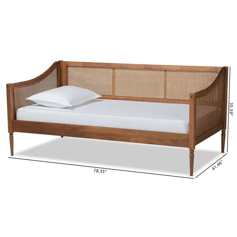 Mid-Century Rattan Daybed – Sturdy Wood Frame