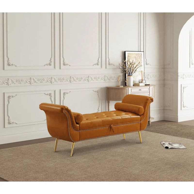 Dynamic Faux Leather Upholstered Storage Bench - craft decor