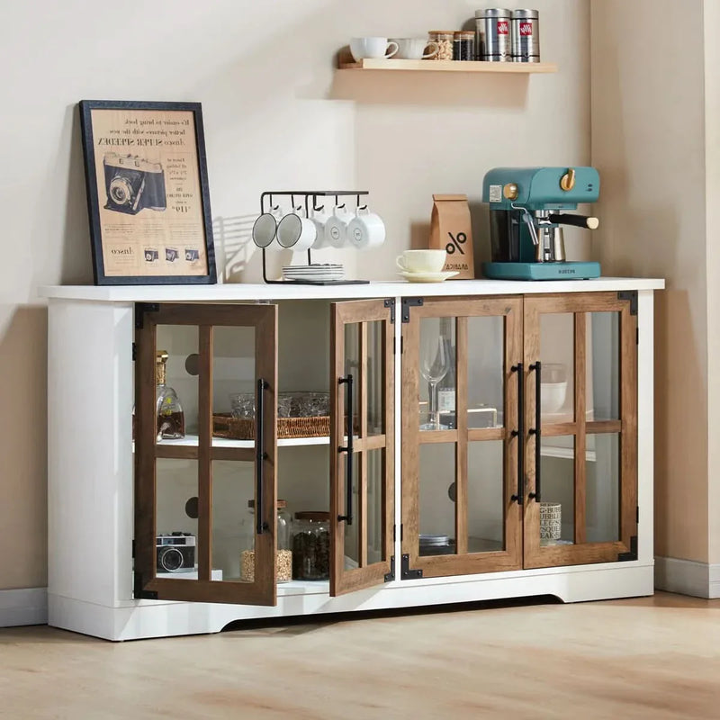 Wide Sideboard with Glass Doors – Elegant Display Storage