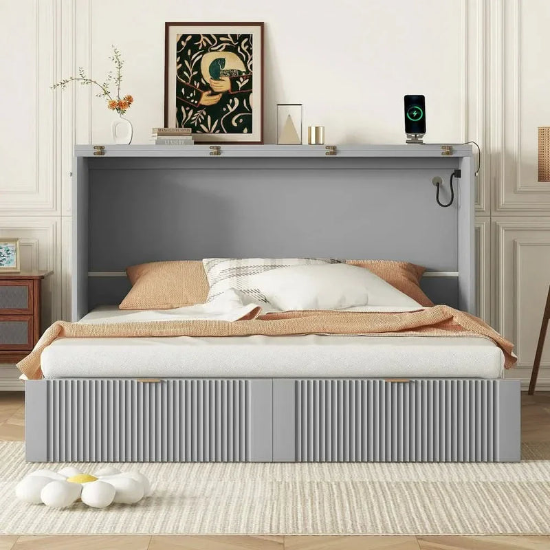Winterex Queen Size Murphy Bed with Sockets & USB Ports
