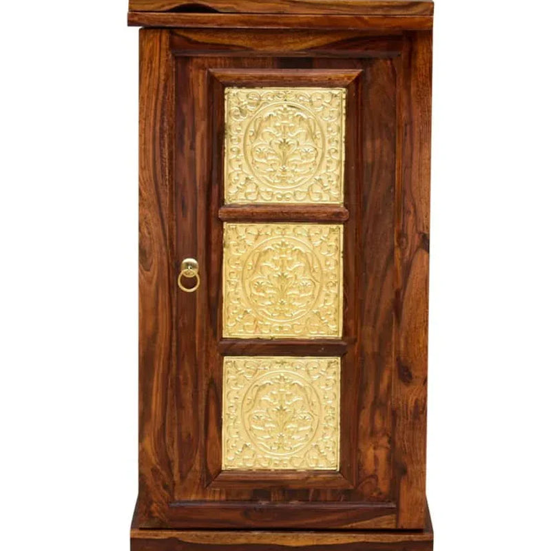 Wanter Solid Wood Bar Cabinet With Brass Work & Single Door