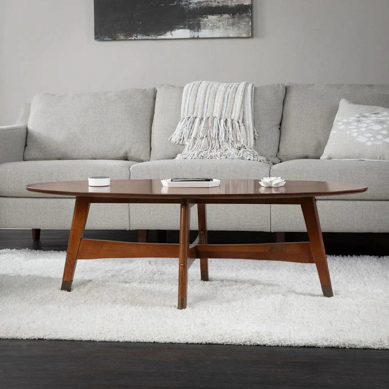 Kolied Mid Century Modern Oval Wood Coffee Table