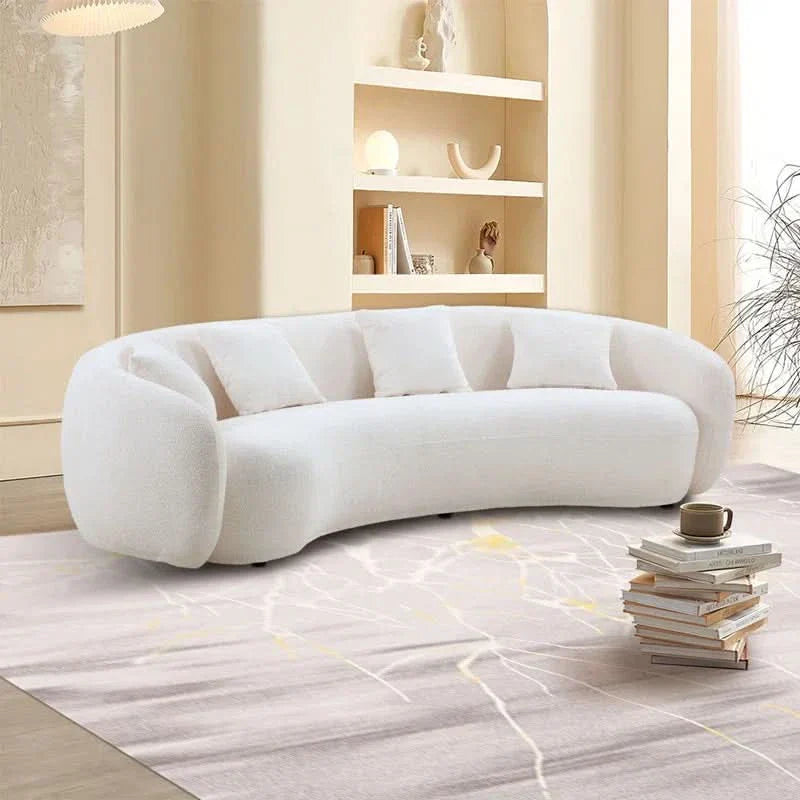 Kelivy Spacious 101.4" Curved Sofa with Round Arms- Wooden Bazar