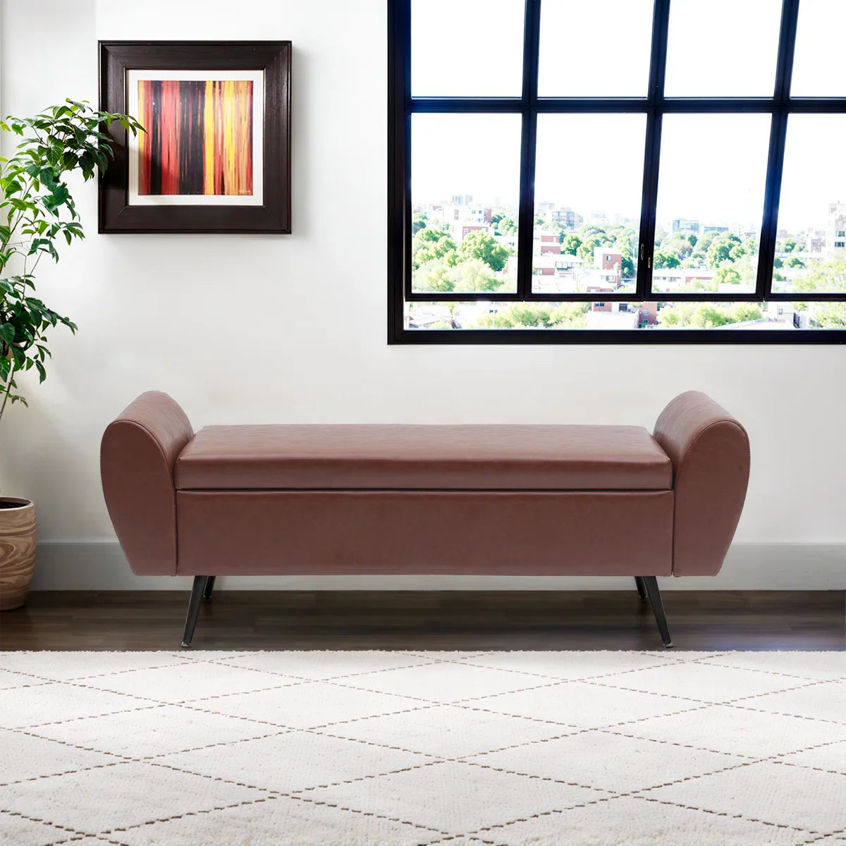 Savin Vegan Leather Storage Bench Storage Ottoman for King Size Bed - craft decor