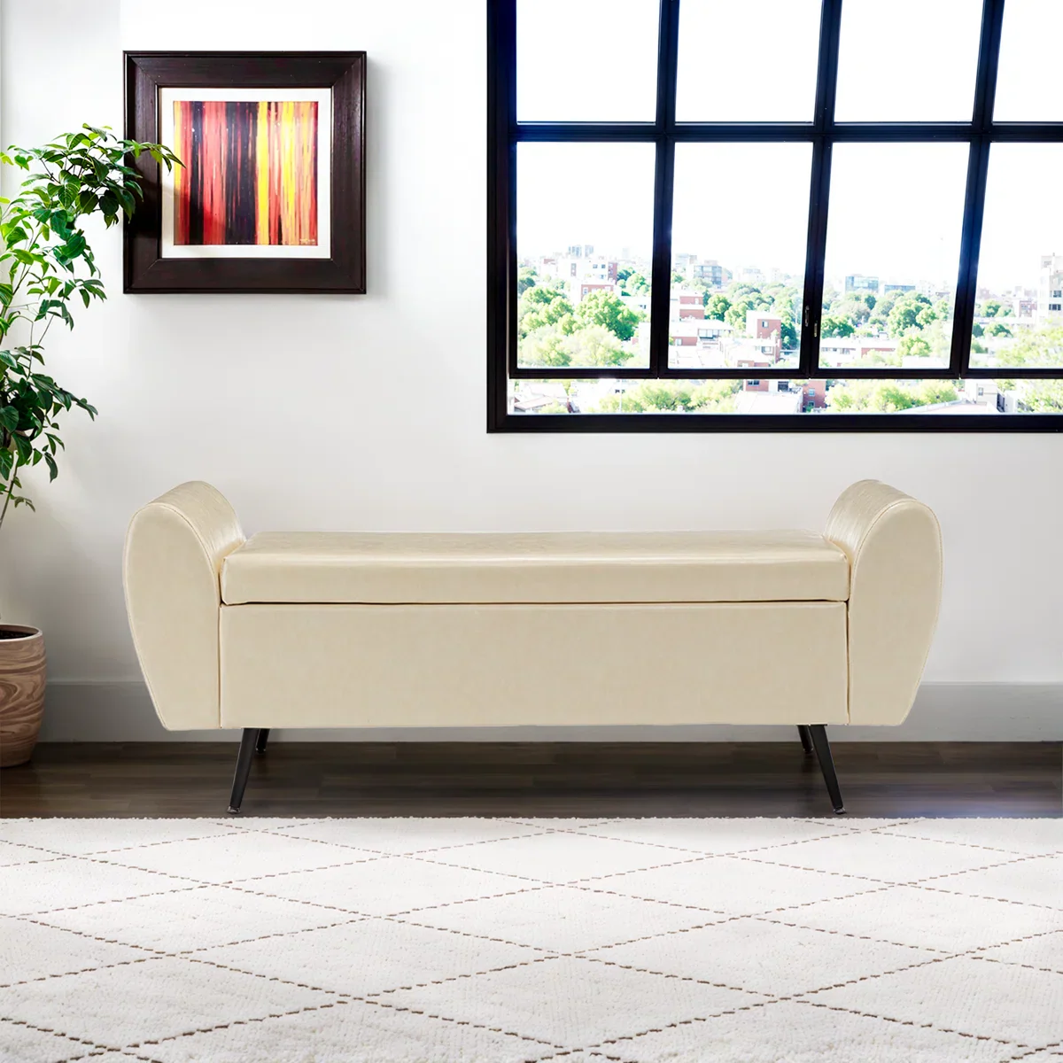 Savin Vegan Leather Storage Bench Storage Ottoman for King Size Bed - craft decor