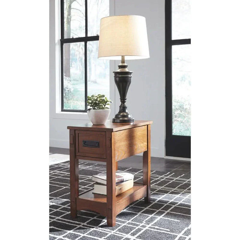 Hapix Brown Finish Wood Chairside End Table - Wooden Empiro