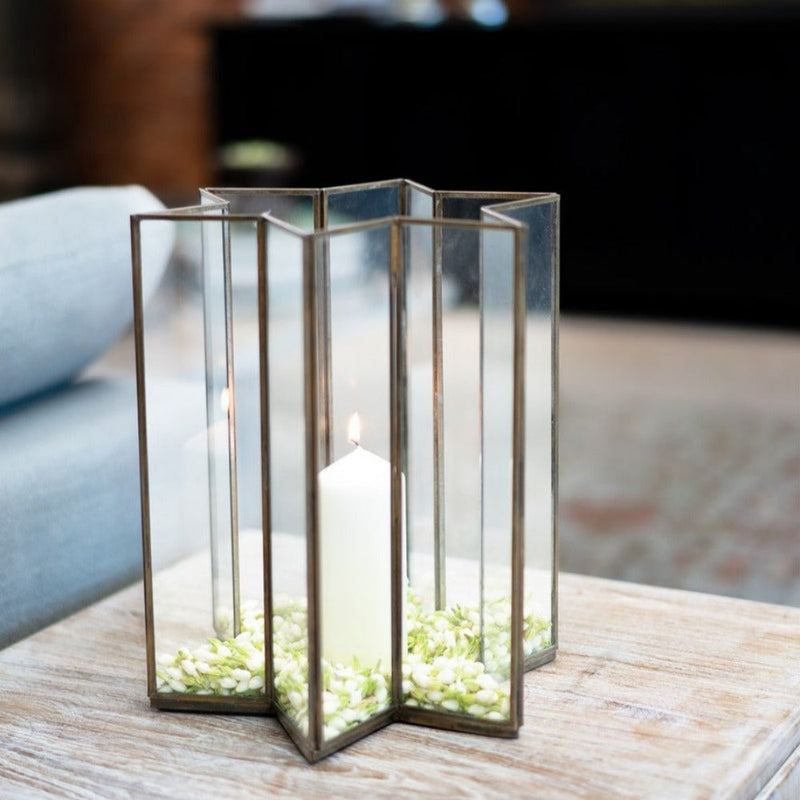 Star Candle Holder With Mirror Base