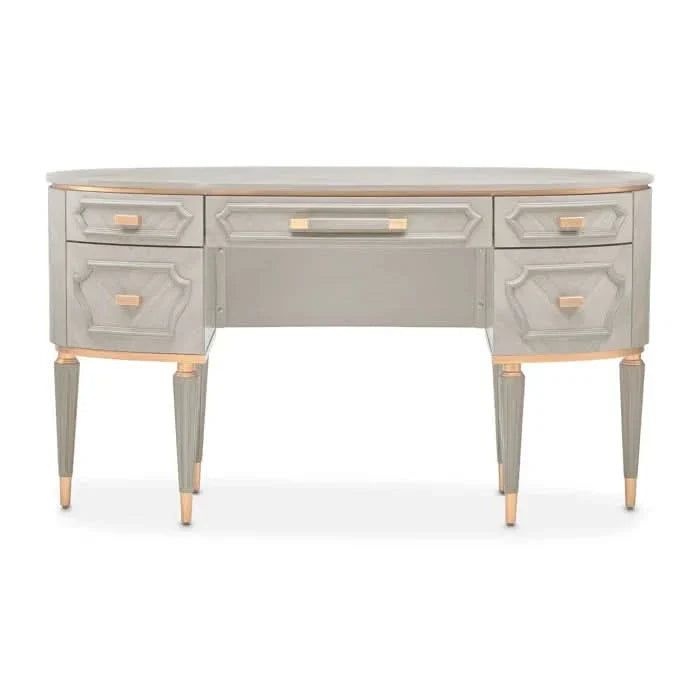Vanity Desk with Gold Accents and Storage Drawers