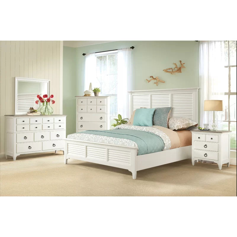 Wooden Empiro Solid Sheesham White Designer Bed, Without Storage