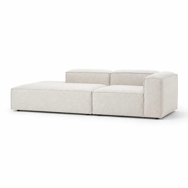 The Solene Sofa — Modular Three-Seater, White Bouclé Upholstery