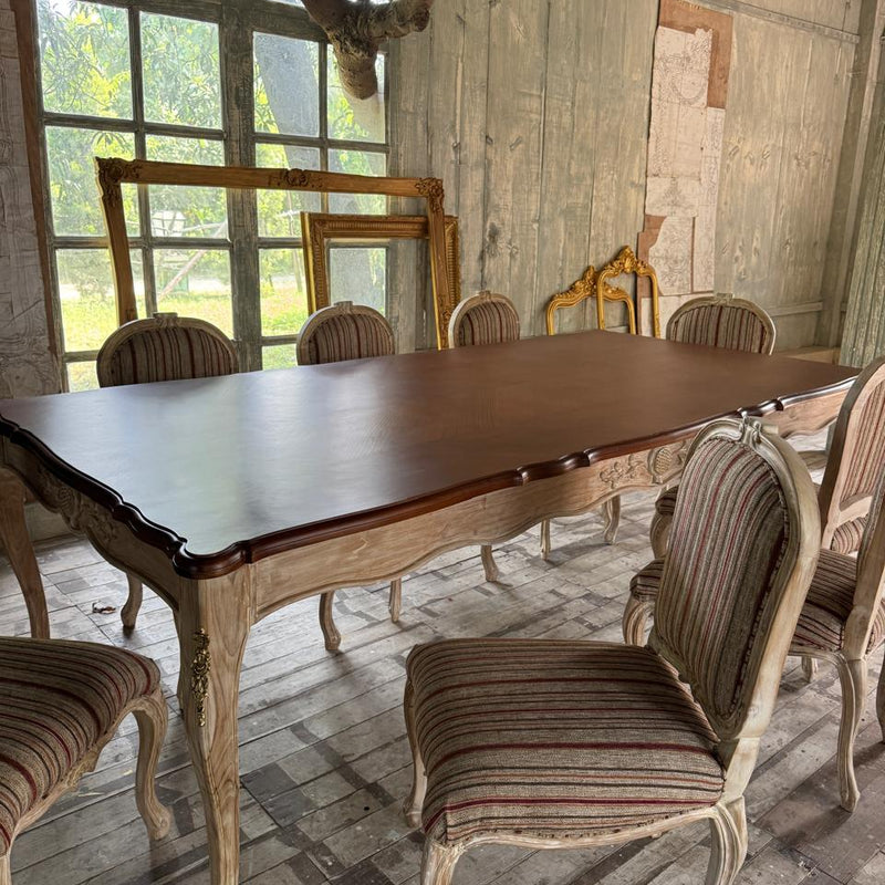Provençal Dining table with pomogranate and brass ornaments~