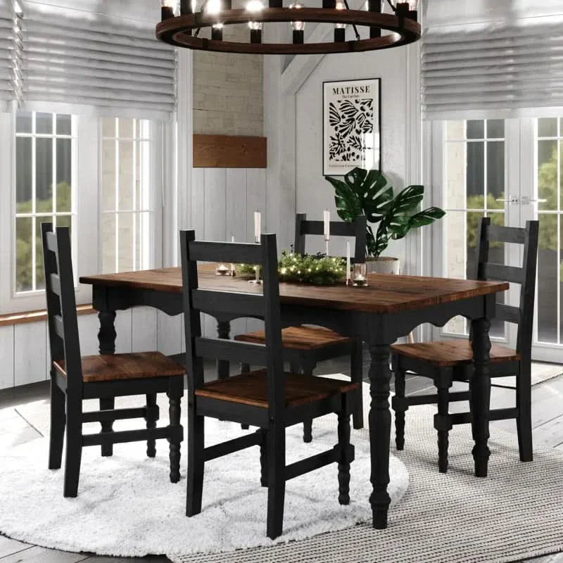 Laexster Wooden Dining Table Set With 4 Chair - Wooden Empiro